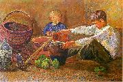 Zygmunt Waliszewski Boys and still life oil on canvas